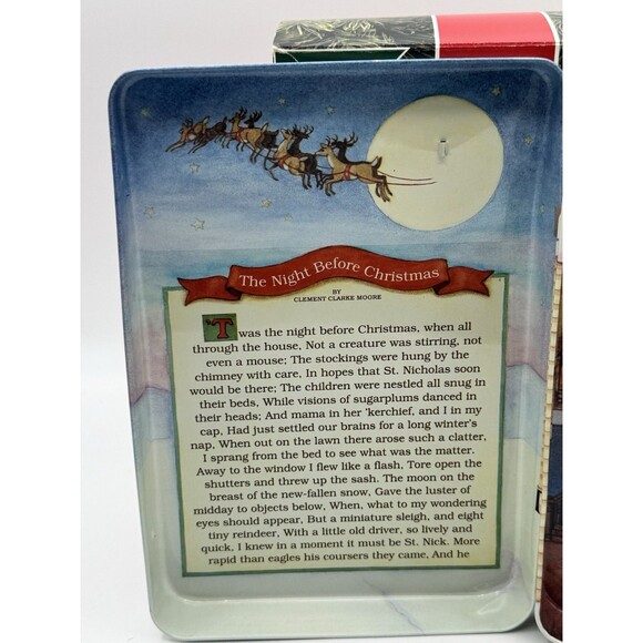 Hallmark 1992 Night Before Christmas Display Tin House With Chair And Hooks - Picture 3 of 9